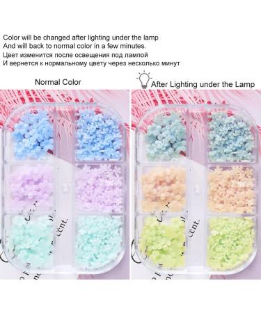 DIY Manicure Charms Resin White Blue Five Petals Flower Nail Flakes Stones Beads Color-changing(01) - Buy Online on GoSupps.com