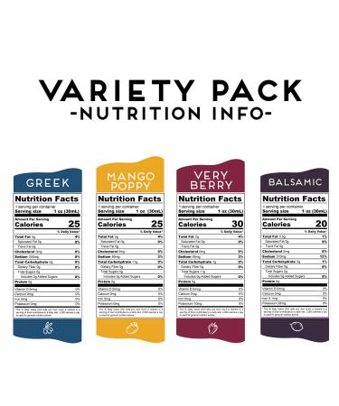 Hall & Perry Lite Salad Dressing - Low Calorie, Low Fat, Keto Friendly - 12 Individual 1oz Pouches - Very Berry Greek Mango Poppy Balsamic Flavor - Pack of 12 - Buy Online on GoSupps.com