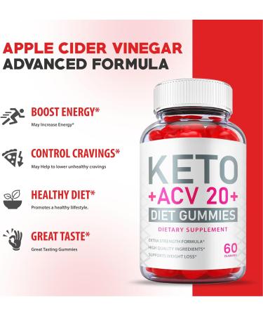 (3 Pack) Keto ACV 20 Plus Gummies - Official Formula Vegan - Apple Cider Vinegar 180 Gummies with Vitamins B12, B6, and Beet Root Juice - Buy Online on GoSupps.com