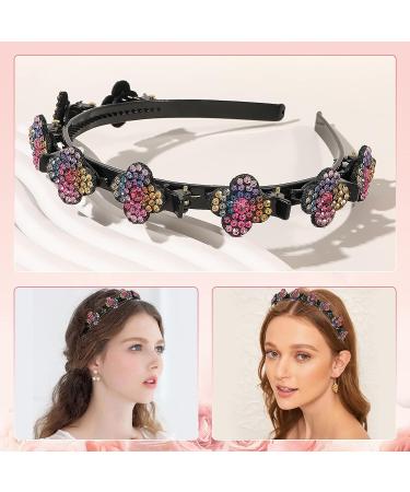 Sparkling Crystal Stone Hair Clips Double Bangs Hairstyle Headband Set for Women - Rhinestone Twist Plait Hair Accessories - Buy Online on GoSupps.com