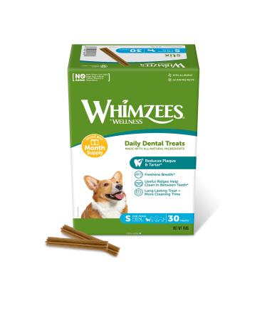 Whimzees by Wellness Stix natural grain -free dental care snacks couch sticks for small dogs monthly pack (30 pieces) size S monthly box - 30 pieces 450 g (1 Pack)