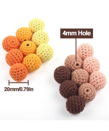 50PCS 20MM Crochet Teething Beads Kit in Khaki and Coffee Series - Baby Carriage Decoration and Jewelry Making Supplies with Cord and Needle - Buy Online on GoSupps.com