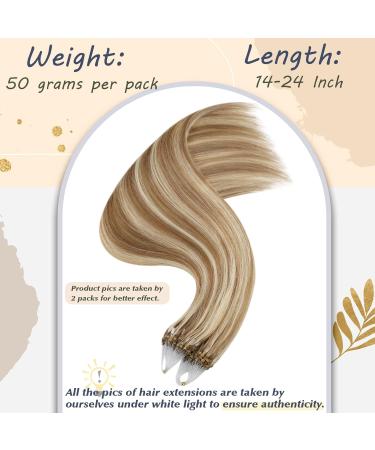 Ugeat Real Hair Microring Extensions 60cm - Blond & Golden Brown Highlights - 50g - #10/613 Micro Bonding Hair Extensions - Buy Online on GoSupps.com