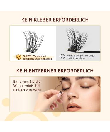 QueWel Self-Adhesive Eyelash Clusters - Natural Look Individual Extensions 32 pcs Reusable DIY Easy for Beginners (ZN01) - Buy Online on GoSupps.com