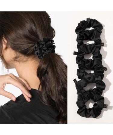 Black Satin Silk Scrunchies for Thick Hair - No Crease Hair Ties & Accessories - Buy Online on GoSupps.com