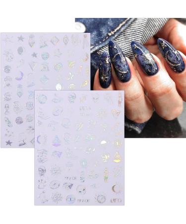 JMEOWIO 10 Sheets Aurora Star Nail Art Stickers Decals Self-Adhesive Silver Nail Supplies Nail Art Design Decoration Accessories - Buy Online on GoSupps.com
