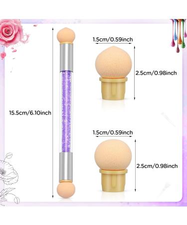 Greoer Nail Art Sponge Brush Applicator | Double Head Ombre Sponge Design Tool with Replacement Heads | For UV Gel, Acrylic and False Nails | Purple - Buy Online on GoSupps.com