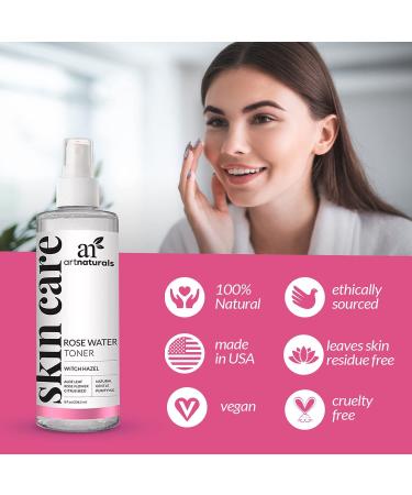 Artnaturals Rose Water Toner - 8 fl oz | Natural Hydration & Refreshing Skin Care - Buy Online on GoSupps.com