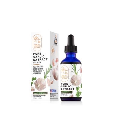 BRIGHT HORIZON HEALTH Pure Garlic Extract with Allicin Classic Cold-Processed Liquid Formula 1 fl oz Dropper Bottle Vegan Non-GMO No Additives
