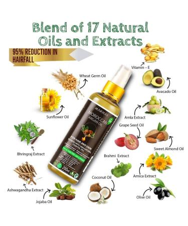 Buy Moroccan Argan Hair Growth Oil - 200ml | Organic Argan Jojoba Avocado & More for Healthier Hair - Buy Online on GoSupps.com