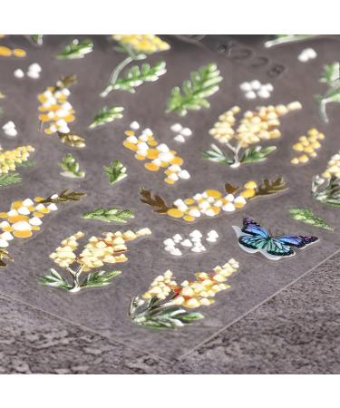 5D Embossed Flower Nail Art Stickers - Spring/Summer Butterfly Daisy Design for Women and Girls - Buy Online on GoSupps.com