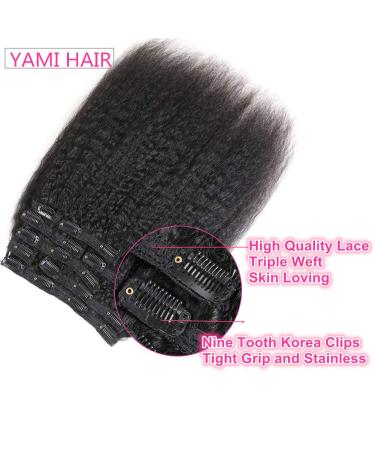 YAMI Kinky Straight 100% Remy Human Hair Extensions - 10 Inch Clip Ins for Women - Black Yaki Straight Real Hair - 120g/10pcs - Buy Online on GoSupps.com