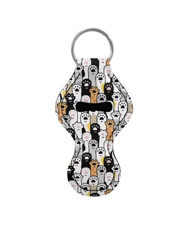Poceacles Women's and Girls' Keychain - Lipstick - Glossy Lip Balm - Neoprene Pouch - Wrist Strap Dog Paws.
