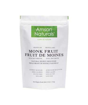 Monk Fruit Sweetener with Erythritol 2.5 lb / 1.14 Kg / 40 oz (Granular) - 1:1 Sugar Substitute Natural Source tabletop Sweetener No Calorie Non-GMO Gluten free. 1.13 kg (Pack of 1)