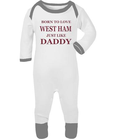 West Ham Baby Sleepsuit | Born To Love Like Daddy | 6-9 Months | UK Printed | 100% Cotton - Buy Online on GoSupps.com