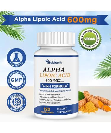 Alpha Lipoic Acid 600mg + CoQ10 Active B1 & B12 Extra Strength 7-in-1 Daily Supplement Comprehensive Nerve Cellular Energy & Antioxidant Support Vegan Non-GMO Gluten-Free 120 Capsules 120 Count (Pack of 1) - Buy Online on GoSupps.com