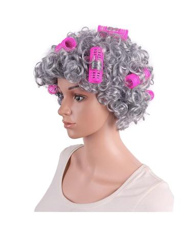 Shop Mapofbeauty 4 Curly Granny Wig with Hair Fibers - Silver Gray Costume & Cosplay Hair Accessory - Buy Online on GoSupps.com