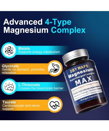 Magnesium & Energy Complex 4 Types of High Absorption Magnesium with Lion s Mane Mushroom L-Theanine CoQ10 Taurine Focus Relaxation Muscle & Energy Support Vegan Non-GMO 90 Capsules - Buy Online on GoSupps.com