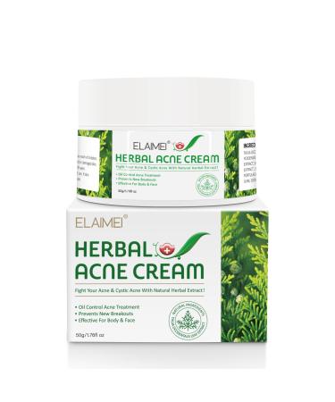Herbal Acne Cream Anti Acne Face Cream Spot Cream Acne Treatment for Face Face Moisturiser with Plant Extract Spot Cream for Fade Acne Mark & Calm Acne Redness for All Skin Types