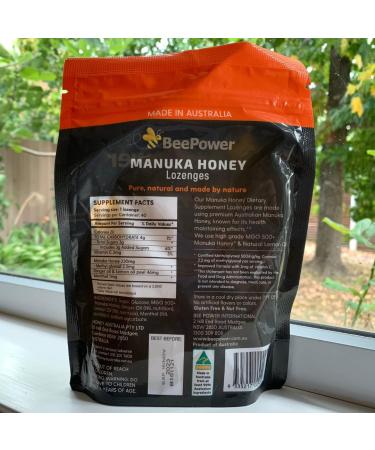 BeePower Manuka Honey Lozenges | 40 Lozenges, 6.7 Oz MGO 500+ (Ginger Lemon) | All Natural & Soothing - Buy Online on GoSupps.com
