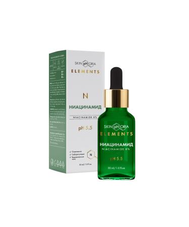 SkinPhoria Niacinamide Brightening Serum 8% Niacinamide Formula for Pore Minimizing, Oil Control & Radiant Skin pH 5.5 30ml Glass Dropper Bottle
