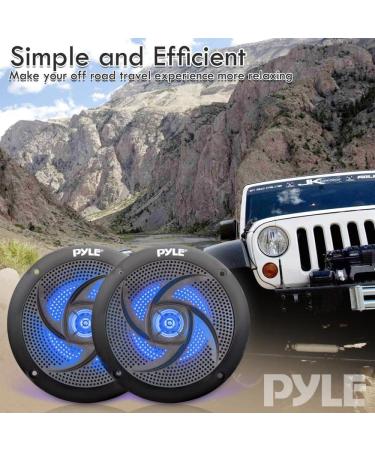 Pyle PLMRS53BL 5.25 Inch Marine Speakers - 2 Way Waterproof Outdoor Stereo System with LED Lights, 180W Power (Black) - 1 Pair - Buy Online on GoSupps.com