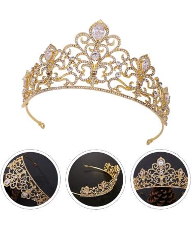Lurrose Golden Crown Tiara - Vintage Baroque Rhinestone Queen Crown for Halloween & Costume Parties - International Shipping - Buy Online on GoSupps.com