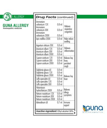 GUNA Allergy Homeopathic Medicine - Indoor & Outdoor Allergy Relief - 1 Ounce - Buy Online on GoSupps.com