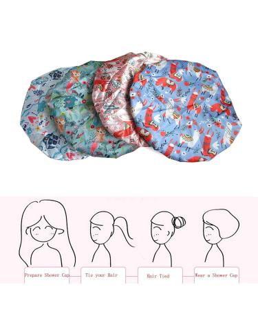 Flamingo Pink Satin Shower Cap for Women - Cute Animal Print Waterproof Bath Cap for Long Hair - Buy Online on GoSupps.com