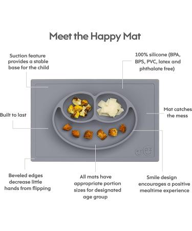ezpz Happy Mat (Gray) - New Version | 100% Silicone Suction Plate for Toddlers | Divided Plate - Dishwasher Safe - Buy Online on GoSupps.com