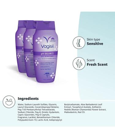 Vagisil pH Balanced Intimate Feminine Wash for Women 12 oz - Pack of 3 | Gynecologist Tested & Hypoallergenic - Packaging May Vary - Buy Online on GoSupps.com
