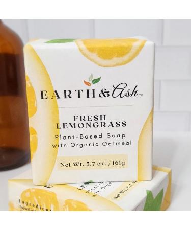 Earth & Ash Lemongrass Natural Soap Bar - Certified Organic, Plant Based, 100% Pure Essential Oils - 2 Pack, 5.7 oz - Buy Online on GoSupps.com