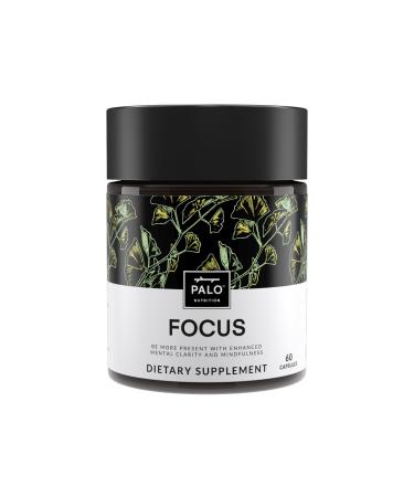 Palo Nutrition Brain Booster and Nootropic for Focus Memory and Mental Clarity - Ginkgo Biloba Bacopa Monnieri Gotu Kola Ashwagandha Mucuna Pruriens and Turmeric - Natural Gluten Free Non-GMO