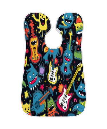 Beard Bib Apron - Music Guitar Monster Doodle Hair Catcher for Men | Perfect Gift for Dad on Father's Day Anniversaries & Christmas | Includes 2 Suction Cups - Buy Online on GoSupps.com