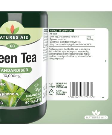 natures aid 10000 mg Green Tea Tablets - Pack of 60 Tablets - Buy Online on GoSupps.com