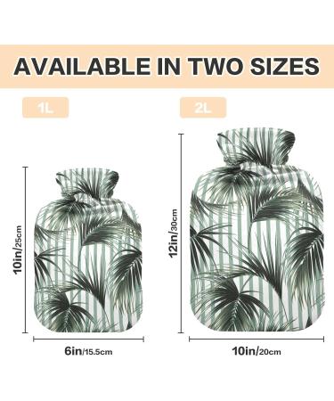 Hot Water Bottle 2L with Tropical Palm Cover - Pain Relief & Winter Hand Feet Warmer - Buy Online on GoSupps.com