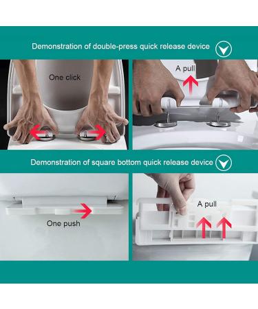 Toilet Seats Soft Close White Loo Lid Quick Release Easy to Clean Bathroom Lid Square Toilet Seats 04D-PP Material (Width 36 Length 44-47) D Little Surprise - Buy Online on GoSupps.com