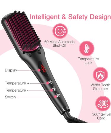 MiroPure Hair Straightening Brush - 2 in 1 Ionic Straightener Comb with MCH Heating, 16 Settings - Dual Voltage - Buy Online on GoSupps.com
