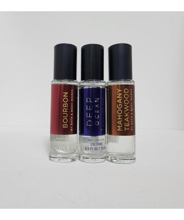 Bourbon Deep Ocean and Mahogany Teakwood Men's Collection Colognes each Cologne contains 0.5 FL OZ/15 mL by Bath and Body