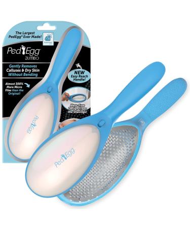 PedEgg Jumbo As Seen On TV Gently Removes Calluses & Dry Skin Without Bending for Smooth Soft Feet Easy Reach Handle Mess-Free 300% More Microfiles Than Original Reach Your Feet with Ease