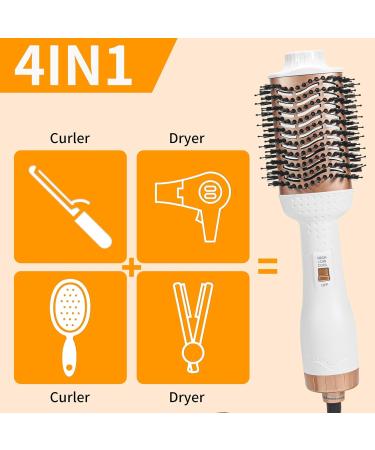 4-in-1 Hair Blow Dryer & Styler Brush - Negative Ion Anti-Frizz Hot Air Brush for Straightening Curling & Drying - Perfect for Salon Results - Buy Online on GoSupps.com
