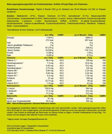 Nutrixxion Energy Gel Sport - BCAA Amino Acids Shot High Carb 40g Caffeine | 24x44g Set | Cola Lemon Flavor - International Shipping Available - Buy Online on GoSupps.com