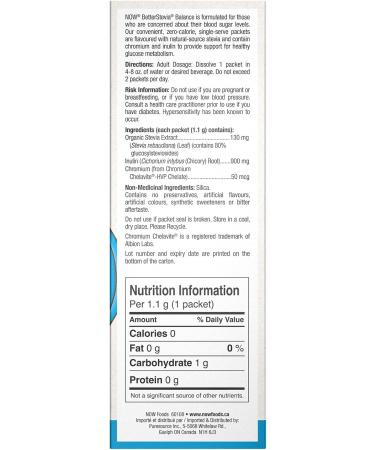 NOW Foods BetterStevia Balance with Chromium and Inulin Zero-Calorie Granulated Sweetener Packets Keto Friendly Suitable for Diabetics No Erythritol 100 Packets - Buy Online on GoSupps.com