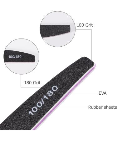 20 Piece Professional Nail File Set - 100/180 Grit Double-Sided Files for Gel & Natural Nails | Reusable for Nail Studios & DIY Nail Art | Black - Buy Online on GoSupps.com