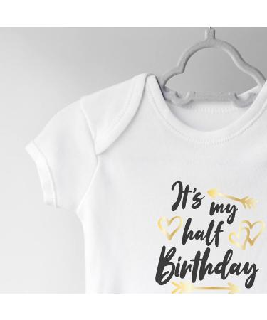 Hippowarehouse Half Birthday Baby Vest Bodysuit - Short Sleeve for Boys and Girls - Buy Online on GoSupps.com