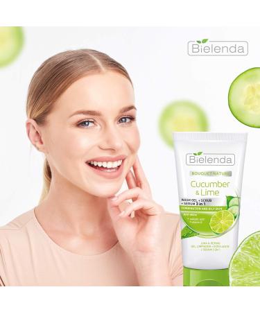 Bielenda BOUQUET NATURE - Replaces 3 Products In Achieving Perfectly Clean And Smooth Skin Of The Face And The Whole Body - Cucumber And Lime Gel+Scrub+Serum 3In1-150 g - Buy Online on GoSupps.com