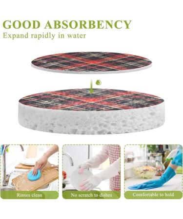 3-Pack Cleaning Kitchen Sponges Oval Red and Black Plaid Kitchen Cellulose Dishwashing Wood Pulp Cotton one sizex3 Red and Black Plaid - Buy Online on GoSupps.com