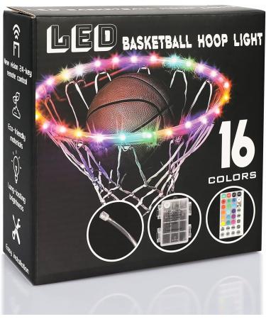 Adjustable Remote LED Hoop Light for Basketball Rim - 16 Color Waterproof Super Bright Lights, Ideal for Kids Night Play and Training - Buy Online on GoSupps.com
