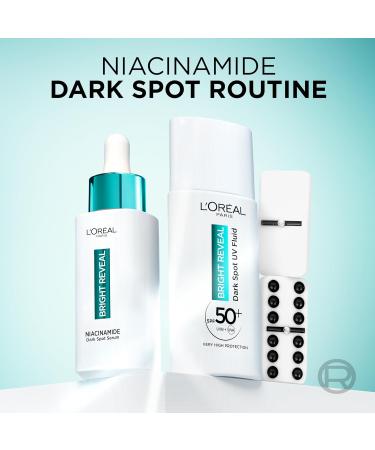 L'Or al Paris Bright Reveal Niacinamide Dark Spot Routine Niacinamide Dark Spot Serum + UV Fluid SPF50+ Visibly Fades All Types of Dark Spots: Post-Acne Marks Hormonal Spots Sun Spots & Age Spots - Buy Online on GoSupps.com