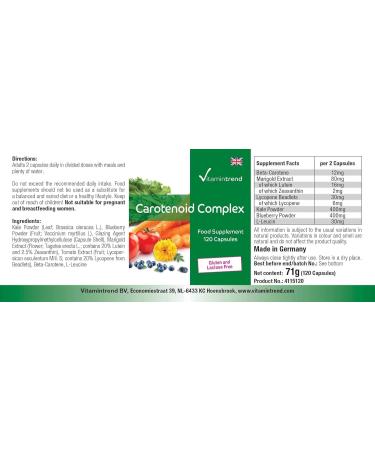 Carotenoid Complex - 120 Vegan Capsules | Natural Antioxidants & Multi-Carotenoid Mix | Vitamintrend  - Buy Online on GoSupps.com